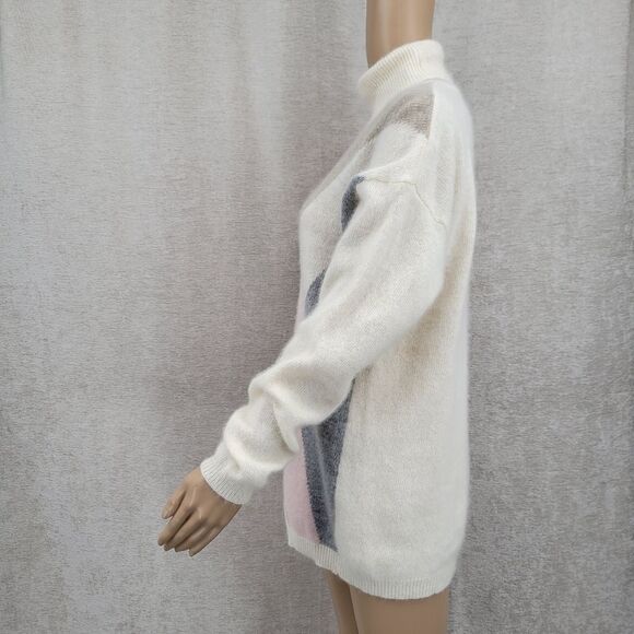 Diversity Vintage Women's Argyle Turtleneck Sweater Lambswool Angora - Picture 5 of 12